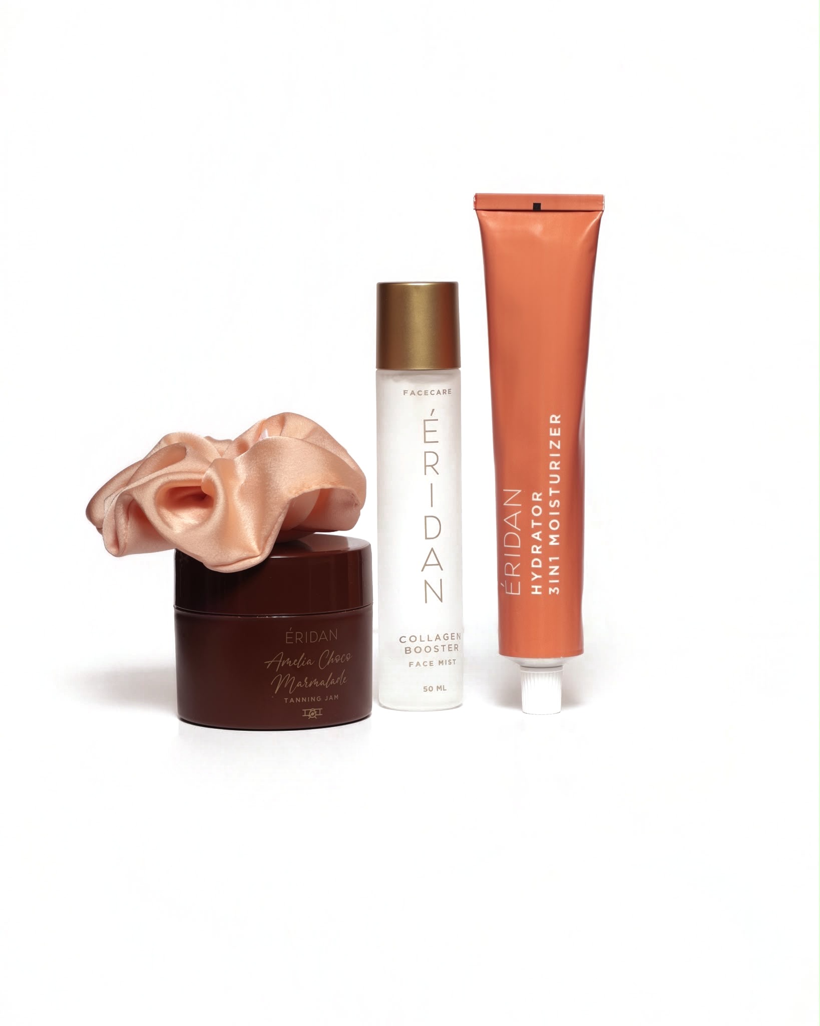 ÉRIDAN Summer Set: Collagen Face Mist, Hydrator 3in1 i Choco Marmelada sa svilenom gumicom